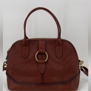 **SOLD** FRYE Cognac Brown Leather Dome Ring Satchel Tote EUC Purse Bag
